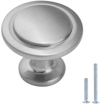 Brushed Satin Nickel Kitchen Cabinet Knobs Modern Round Pulls Hardware for Drawer Dresser 1-1/4 inch Diameter, 10 Pack