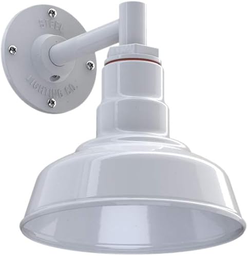 Steel Lighting Co. Hawthorne - Luz de granero  Montada en la pared al aire libre  Domo de 8 pulgadas  Brazo recto de 6 pulgadas  Luz pequeña de