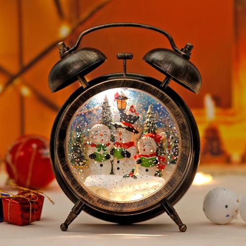 Kikth Lighted Christmas Snow Globe Lantern, Alarm Clock Snow Globe 6H Timer Musical Christmas Lantern, Usb/Battery Operated Christmas Decorations Indoor thumb #5