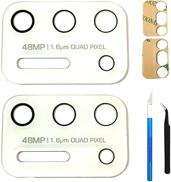 2 Pack Back Rear Camera Lens Glass Replacement Parts for Motorola Moto G Stylus 2021 XT2115 with Adhesive and 2 Repair Tool White