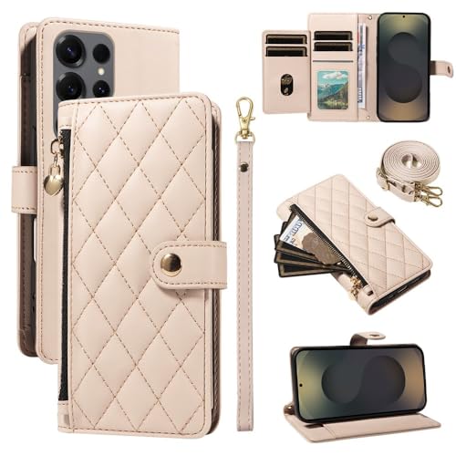 Étui compatible avec Samsung Galaxy Note9 portefeuille beige en cuir