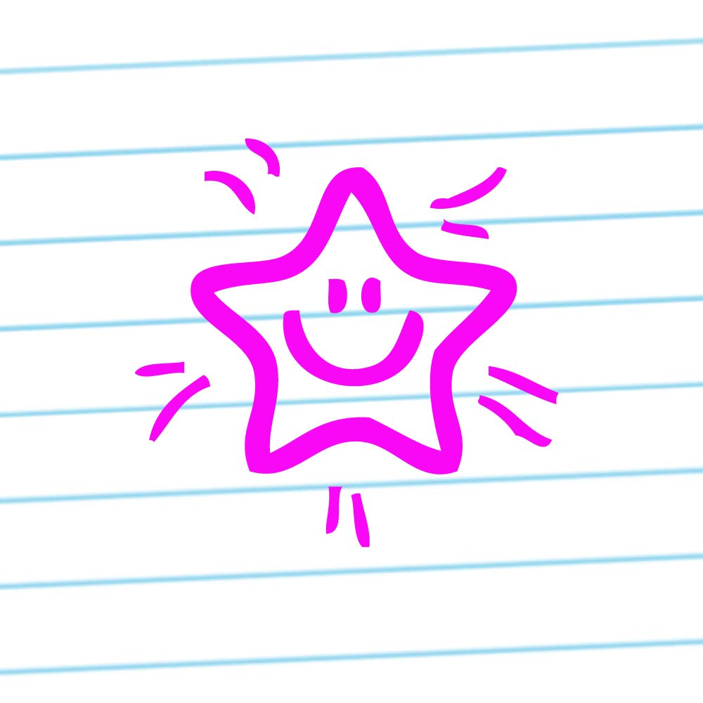 Classroom Capers Pink Smiley Star Teacher Stamp. Self-Inking, 22Mm, Reinkable, Quality Stamper For Marking And Praise. Ink