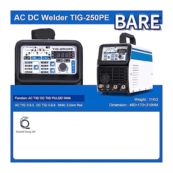 Lödning kit AC DC TIG-svetsmaskin HF, TIG/puls multifunktionssvets av aluminiumlegering, Smart Argon-svetsning (Color : PE BARE, Size : 1)