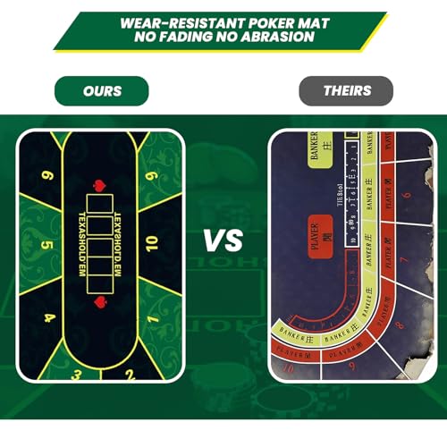 Image of PATPAT Blackjack & Poker Mat for Table Wear Resistant Rubber Mat Anti-Slip Table Mats for Poker Games (120CM*60CM Green)