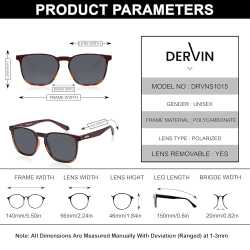 Image of Dervin Square Polarized UV Protected Sunglasses for Men and Women