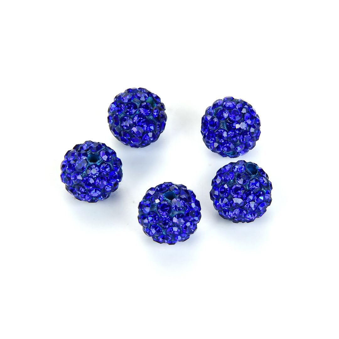 100pcs Adabele Grade A Suncatcher Crystal Rhinestone Pave Loose Beads 8mm Sapphire Blue Polymer Clay Disco Ball Spacers Compatible with Shamballa All
