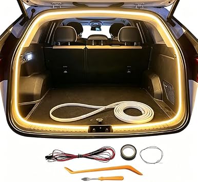 Car Trunk Light Strip for Skoda Kodiaq 2016-2020 2021 2022 2023 2024 2025, LED Interior Cargo Light for SUV Hatchback, USB Powered Cargo Area Light, Flexible Cuttable Silicone