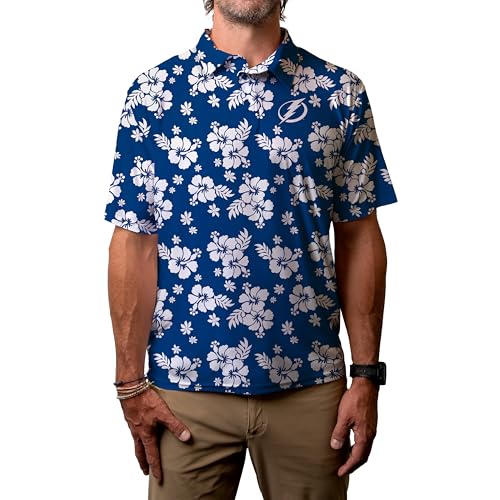 Tampa Bay Lightning NHL Officially Licensed Short Sleeve Performance Polo Floral, Large