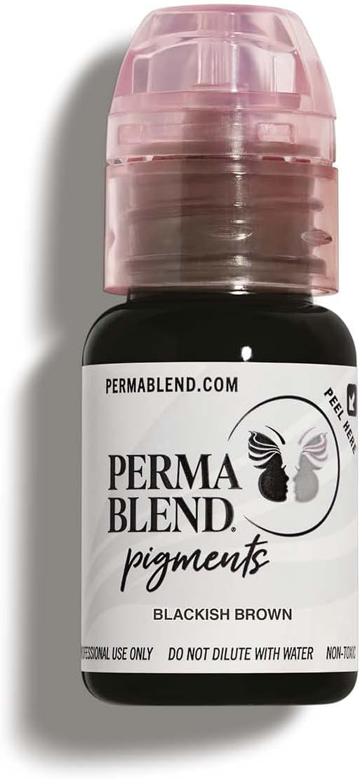 Perma Blend Permanent Eyeliner Microblading Ink - Professional Tattoo Ink - Dark Black/Brown Tattoo Ink Makeup - Vegan (0.5 oz (Pack of 1), Black Brown