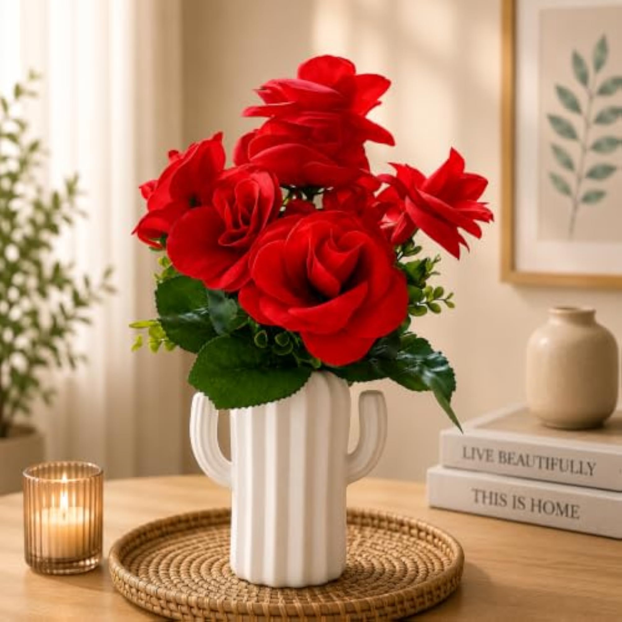 Sculptural Cactus Shaped Vase for Flowers, Minimalist Decor