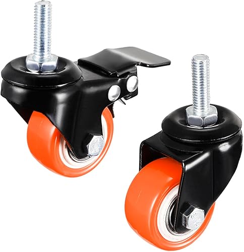 Miniatura 2 de uxcell Ruedas giratorias de 1.5 pulgadas, rueda giratoria de poliuretano con vástago roscado de 360 grados, M8 x 0.984 in, capacidad de carga total