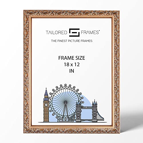 Tailored Frames Vienna Gold 18" x 12" | Rustic Style Vintage Single Picture Frame | Wall Hanging Type | Photo Frame Without Mount