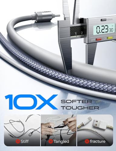 LISEN USB C Cable 10FT, Chubby 100W USB C to USB C Fast Charging Cable, Soft Silicone Long USBC to USBC for iPhone 17 Air 16 15 Pro Max, Samsung S25, MacBook Pro/Air, Switch 2, iPad image 7