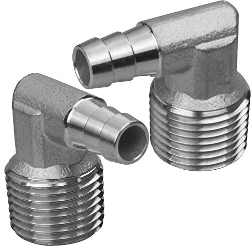 Home Brewing Barb Elbow Stainless Steel 1/2 Inch Mpt X 3/8 Inch Barb Pack Of 2 Pieces #TOP4
