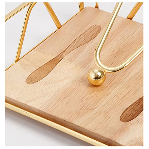 Porta Guardanapo De Ferro Nórdico Com Base De Madeira, Dispensador De Lenços De Metal Quadrado, Rack