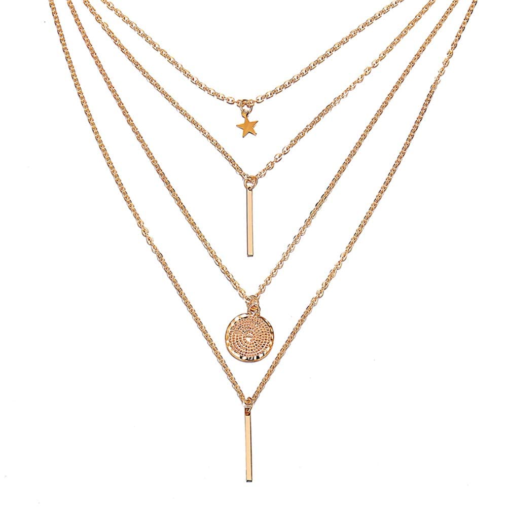 RVM Jewels Fashion Latest Multilayer Chains Stylish Golden Western Neckpiece Neck Chain Necklace Jewellery for Wedding Women and Girls Gold (B09KTH4NXC) Amazon Price History, Amazon Price Tracker