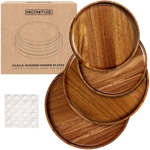 Set de 4 platos redondos de madera de acacia miniatura 1