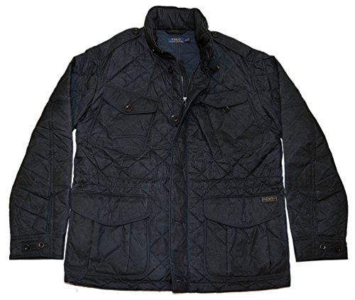 Ralph Lauren Polo Mens Distressed Vintage Quilted Cargo Jacket Coat Navy Small