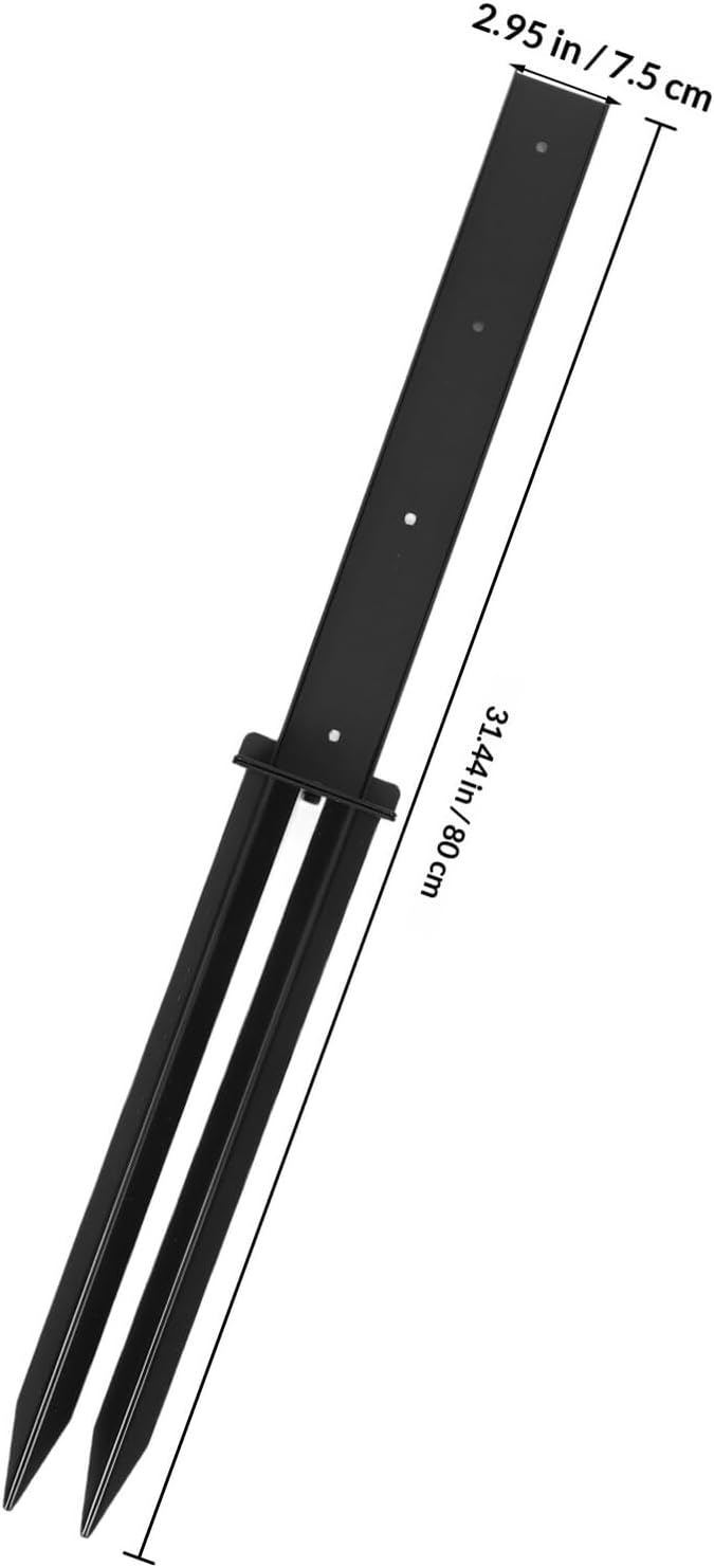 Heavy Duty Metal Fence Post Anchor Stake Repair Tool for Ground Fixing, Black Sturdy Fence Post Repairing Anchor Suitable for Outdoor Fencing Maintenance