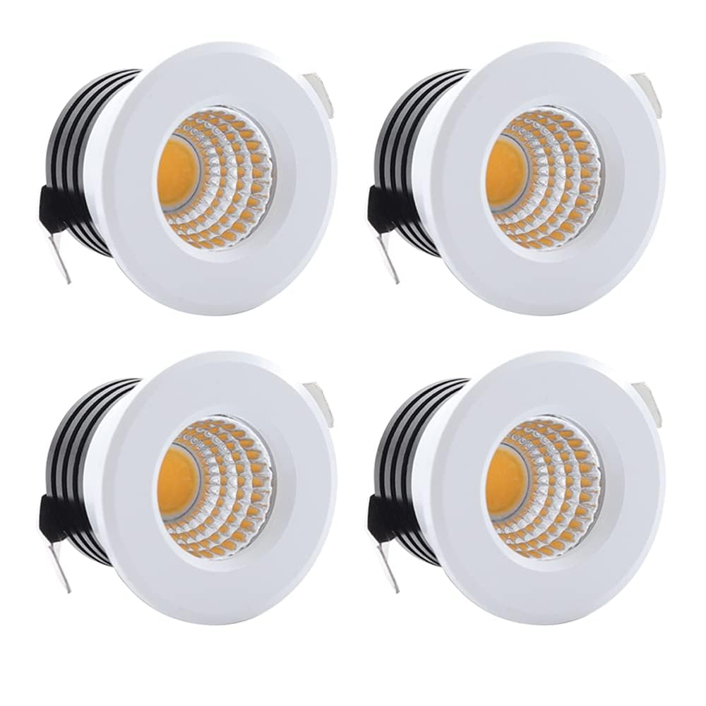 4 Pezzi Piccoli Mini Faretti LED da Incasso 3W, 230V Faretti da Soffitto con Trasformatore COB Downlights Punti Luce da Soffitto 300lm per Cantinetta Vini/Armadio/Cucina/Soggiorno (Minimalista-A