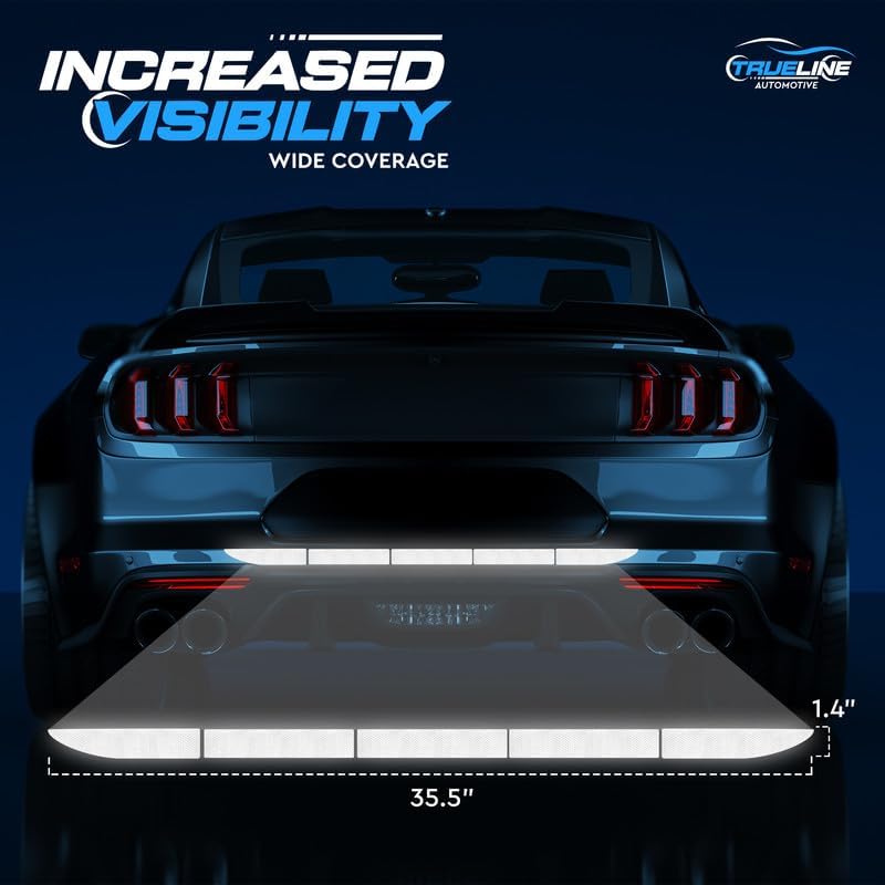Vista 10 de TRUE LINE Automotive Adhesivo reflectante para maletero trasero, adhesivo de advertencia trasero de parachoques, marcadores de seguridad