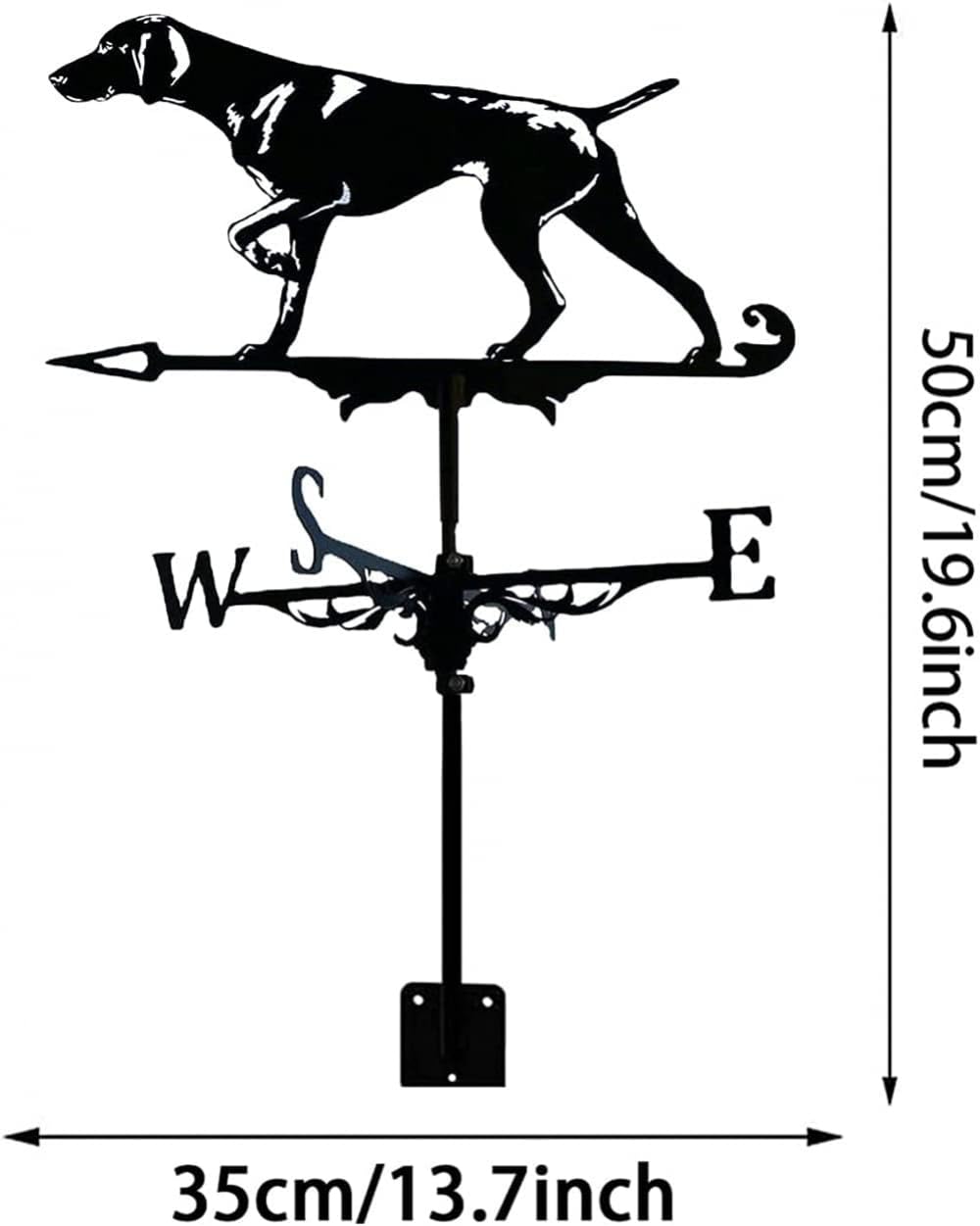 Banderuola segnavento a Forma di Cane da Caccia con indicatore di direzione del Vento e Gallo da Tetto, banderuola segnavento in Metallo retrò da Giardino, Creativa in AC