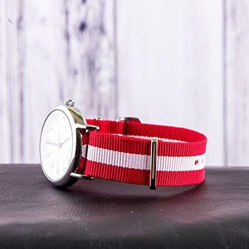 Clockwork Synergy® Classic Nylon Ballistic watch straps bands (20mm, Red/White) - 2
