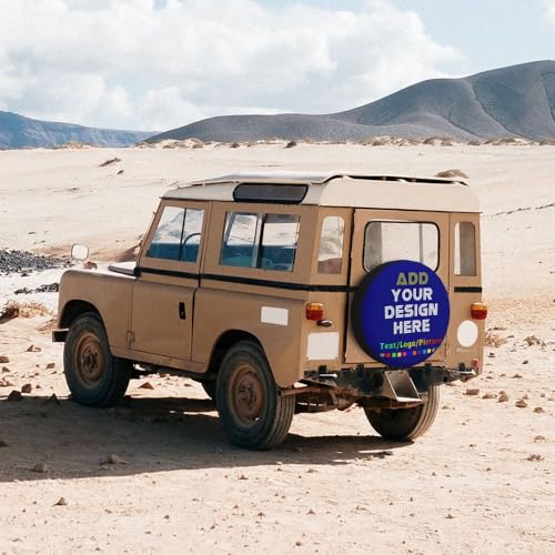 Image of Custom Spare Tire Cover with Logo Photo Text, Personalized Polyester Tire Covers Protectors for Trailer RV SUV and Many Vehicles, Navy
