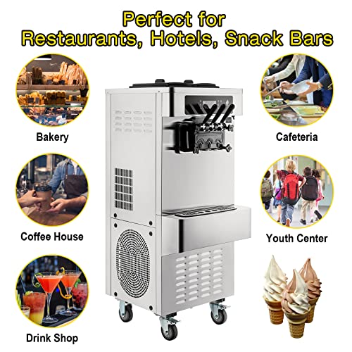 20-28 L/H Kommerzielle Weiche Eismaschine, 2+1 Aromen Soft Serve Ice Cream Machine Mit Zwei 6-L-Hoppern, 2200W… – Bild 7