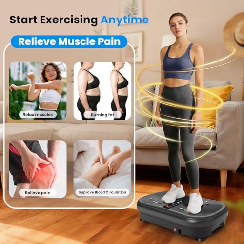 Image of AXV Vibration Plate Fitness Platform Exercise Machine Vibrating Shaking Full Body Shaker Workout Vibrate Stand Shake Board Sport for Weight Loss Fat Burner for Gym Home Office