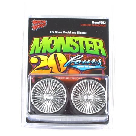Chrome Diamonds Monster 24's Rims Wheels w/Ultra Low Profile Tires (for Hobby Model Kits) 1/24 1/25 Scale