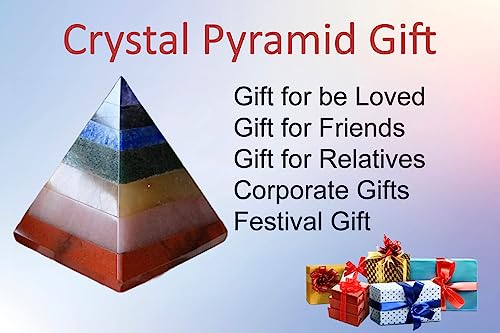 Image of Seven Chakra Natural Agate Stone Pyramid. for Reiki, Crystal Healing, Fangshui, Vastu Chakra, Meditation, Gifting and Home Decor.(7 Chakra, 1.5 inchin)
