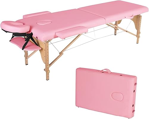 Miniatura 1 de Cama de masaje portátil plegable SPA mesa de masaje ajustable en altura 2 cama de salón plegable 84 pulgadas con asa de transporte rosa