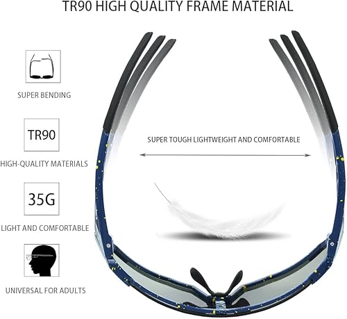 Miniatura 4 de JEPOZRA Gafas de ciclismo polarizadas con 3 lentes intercambiables, gafas de equitación, béisbol, correr, esquí, deportes