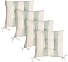 OHS 4 Pack Seat Pads for Dining Chairs, Stripe Chair Cushions Soft Comfy Outdoor Cushions with Ties for Garden Furniture Bistro Chairs Kitchen Dining Chair Seat Pads, Sage/Cream - 40 x 40cm