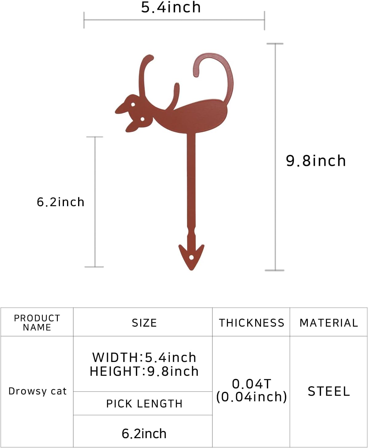 Metal Garden Decor Sleepy Cat Plant Stake for Flower Pots, Steel image 2