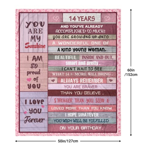 Joyloce Sweet 14Th Birthday Gifts For Girls Blanket 60"X50", Sweet 14 Gifts For Girls - Best 14Th Birthday Gift Ideas - Funny Gift For 14-Year-Old Girl - 14Th Bday Party Decorations For Women Blankets #TOP5