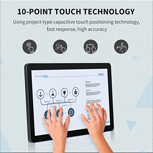 Image of 13.3 inch Capacitive Multi-Touch Screen Industrial Monitor, 16:9 Display 1920 x 1080P, Built-in Speakers, VGA & HD-MI Monitor for PC, POS, Small Business, Restaurant