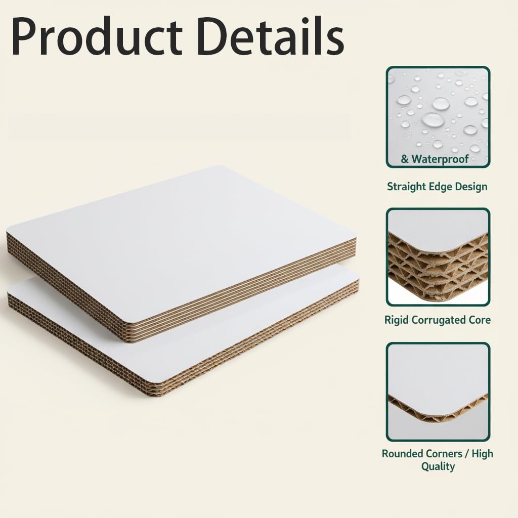 8PCS Rectangle Cake Boards,13.75 x 9.75 Inch White Greaseproof Cardboard, Disposable Half Sheet Cake Board Trays for Sheet Cakes, Pastries, Bakery and Catering