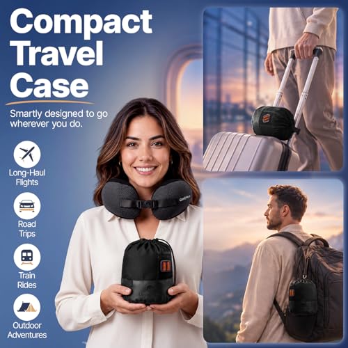 Image of ComfyNap Versatile Travel Neck Pillow for Airplane [Patented], 9 Positions in 3 Techniques, Plane Pillow with Pure Memory Foam, Travel Pillow with HeadRest Flight Sleep, Travel Essential - Mercury