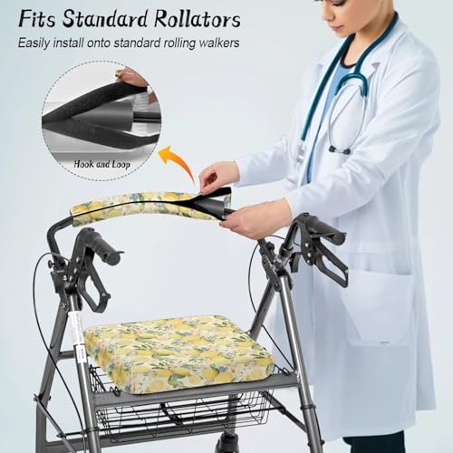 Image of Adjustable Rollator Accessories, Lemon Soft Seat and Backrest Covers for Walkers, Universal Seat Covers for Seniors