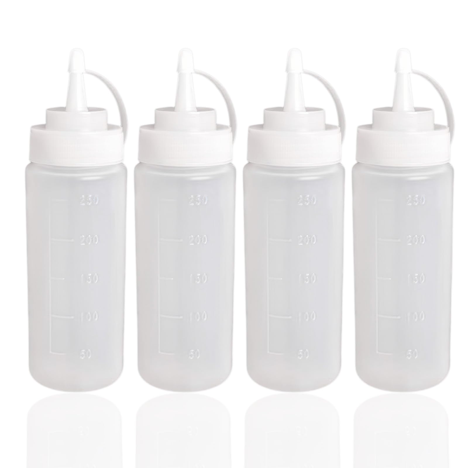 4 Pack Squeeze Bottle, Sauce Bottle, Sauce Bottle Squeeze, Squeezy Bottles with Nozzles, Squeezes Condiment Bottles Dispensing Ketchup Bottler for Sauces for Ketchup, BBQ, Sauces, Syrup, Dressings