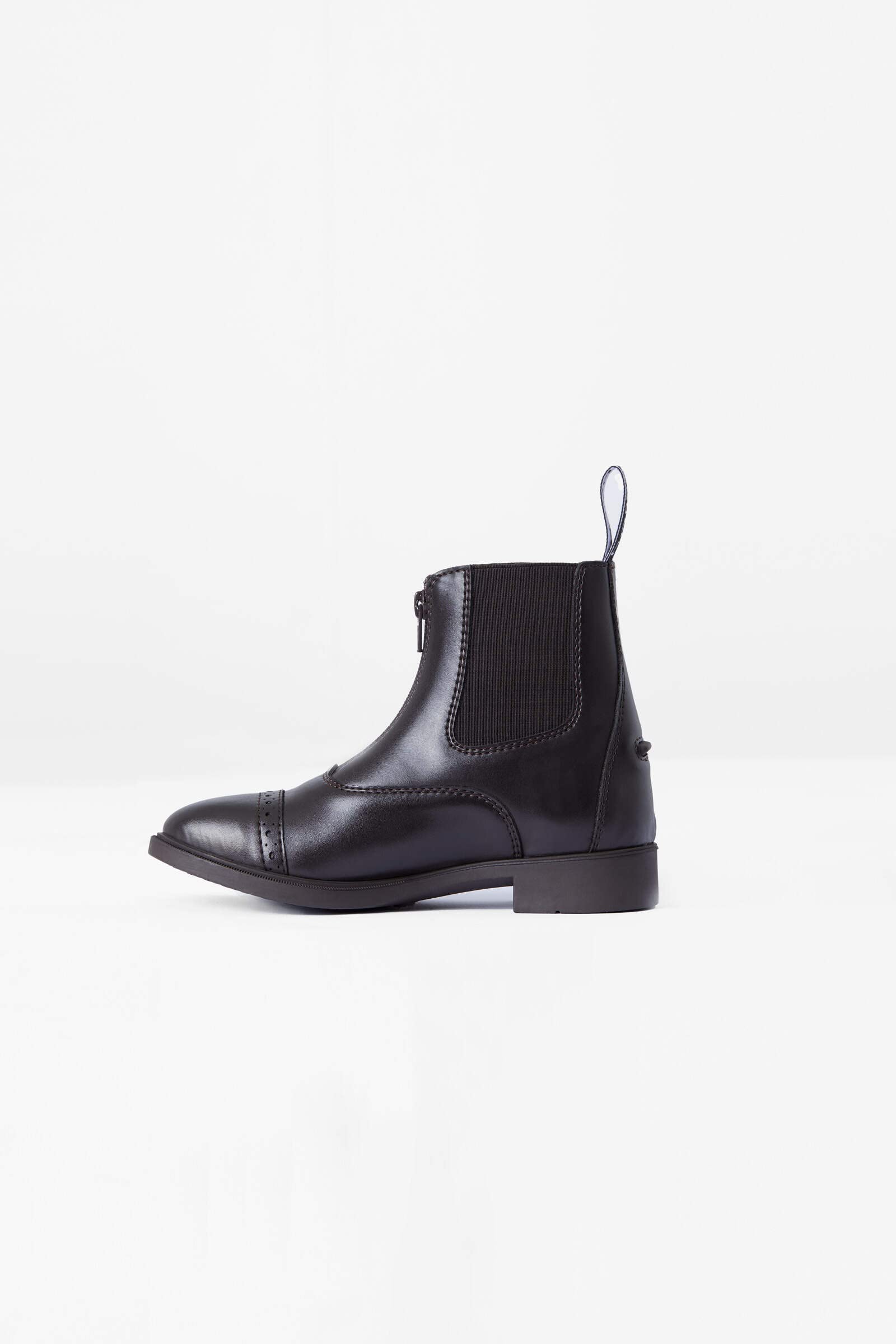 HORZE Wexford Kinder Jodhpur Reitstiefeletten mit vorderem Reißverschluss – Bequeme, pflegeleichte Reitstiefel aus robustem Kunstleder, Schwarz, 34