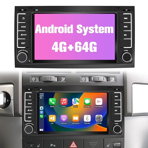 Radio for Touareg: 64G Double Din Car Stereo with Bluetooth AM FM Apple Carplay for VW Touareg 2004-2011, 7