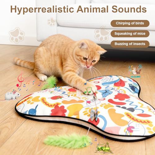 Jouet chat interactif avec plumes amovibles cache-cache