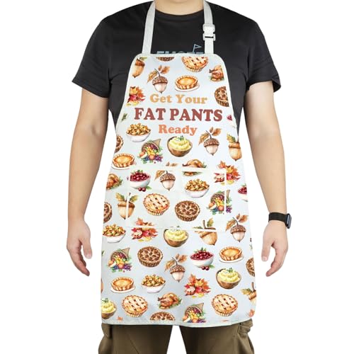 Tablier de cuisine Thanksgiving à motif citrouille lavable et ajustable pour grands repas