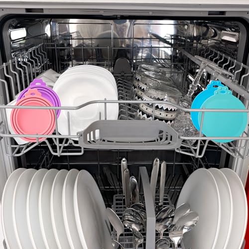  Universal-Dosendeckels für Haustier Tierfutter-Dosendeckel﻿ Deckel für Nassfutter für Haustiere,3 in 1 Silikon Dosendeckel für Hunde und Katzen mit Löffeln Katzennass Futterdeckel,4 Stück