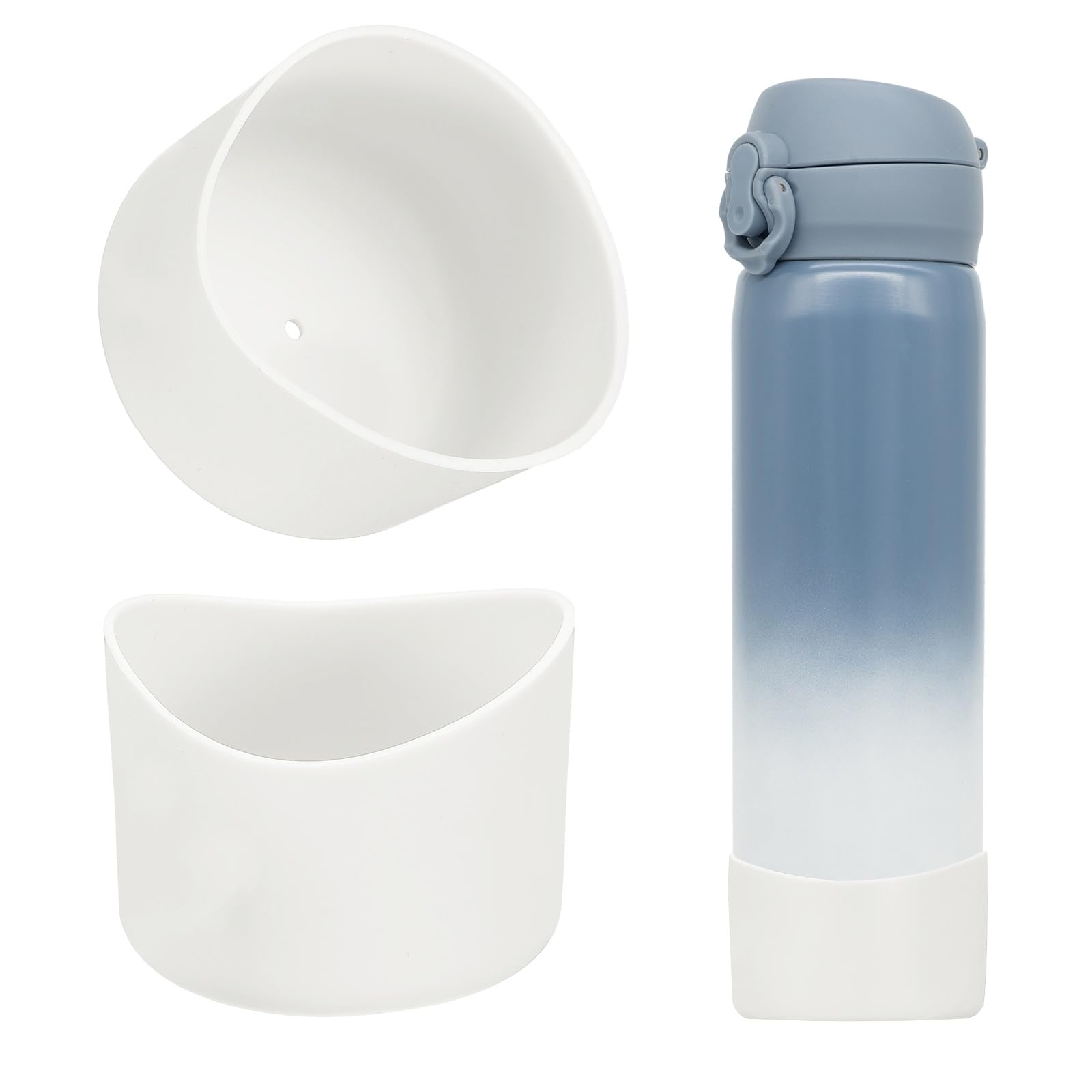 sourcing map 2Pcs Silicone Water Bottle Boot, Silicone Cup Protector, Anti-Slip Protective Sleeve Bottom Accessory for Stainless Steel Water Bottles,White