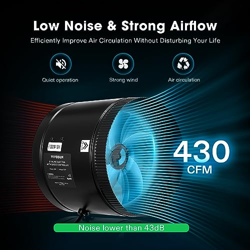 VIVOSUN Inline Booster Duct Fan 8” 430 CFM with Speed Controller, HVAC Exhaust Ventilation Fan with Low Noise for Basements, Bathrooms, Kitchens, Attics, Grow Tents by VIVOSUN - Image 3