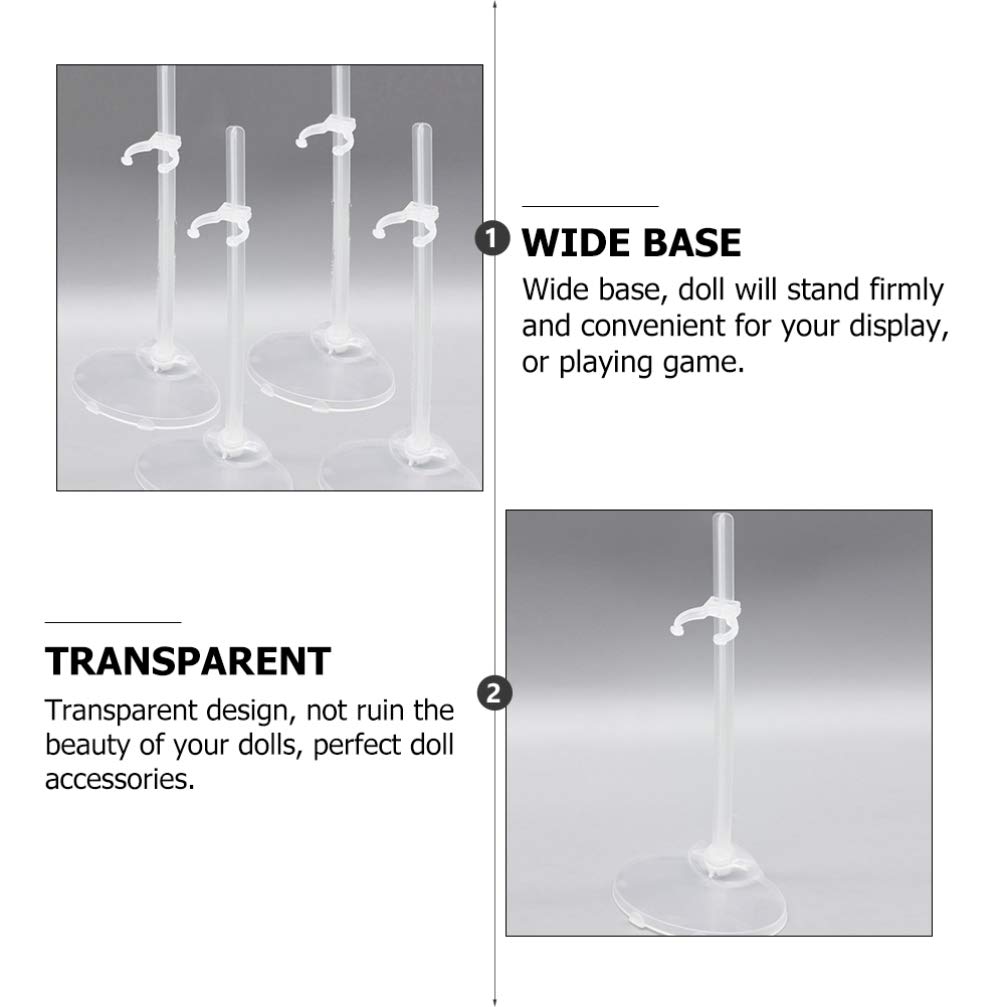 Healifty 24Pcs 21cm Plastic Doll Stand White Doll Support Action Figure Display Holder Transparent Doll Stands for for 9in 10in and 11in Dolls - Image 4